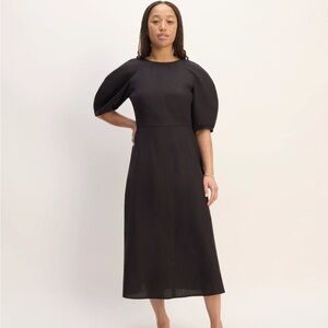 Everlane linen short sleeve scoop midi dress size 8